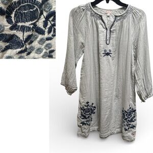 Pink Chicken Gray Tunic with Blue Embroidery Size 14Yrs